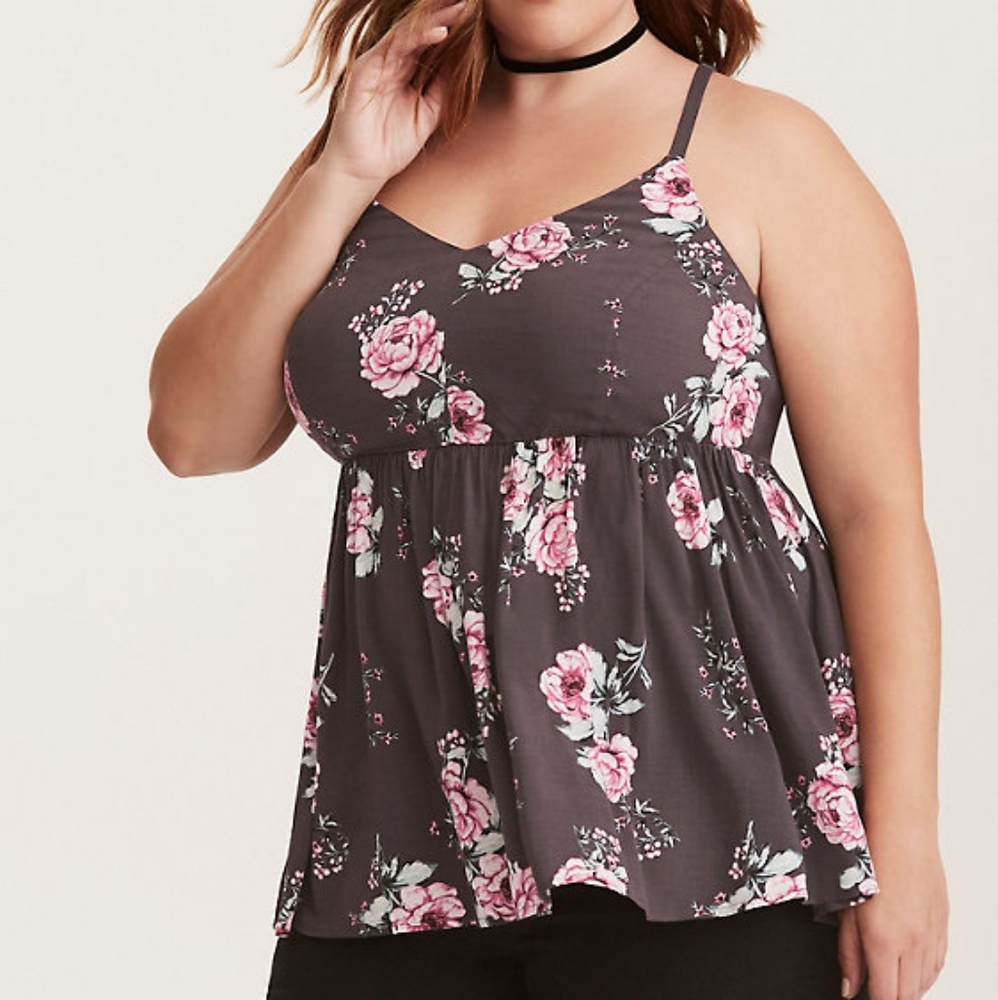 TORRID FLORAL PRINT CHALLIS BABYDOLL CAMI